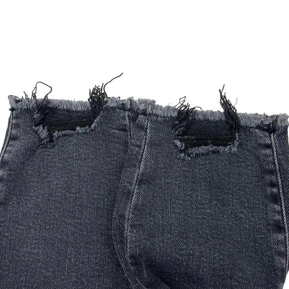 NWT AMERICAN EAGLE Super Hi-Rise Jegging Destroyed Hem Sz 000 Blue Black - Picture 7 of 7